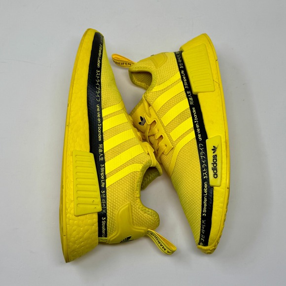 Adidas NMD R1 \"3Stripe Life\" Yellow Multi-Language World Sneakers Womens  Size 9